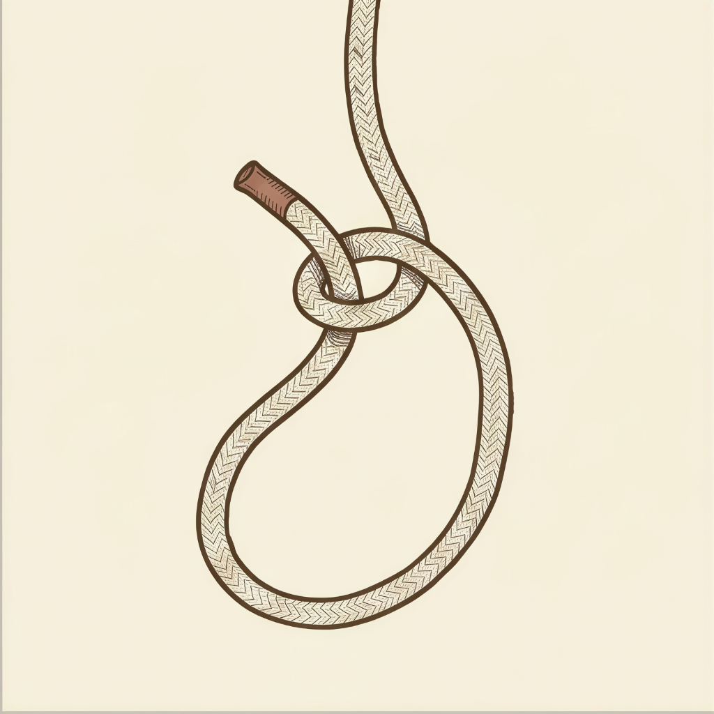 Bowline — bring the end up through the loop from below