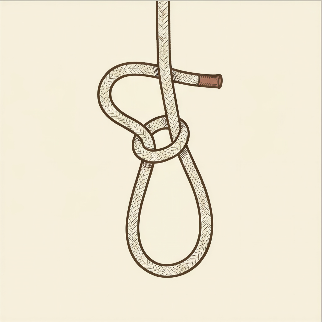 Bowline — pass the end around behind the standing part