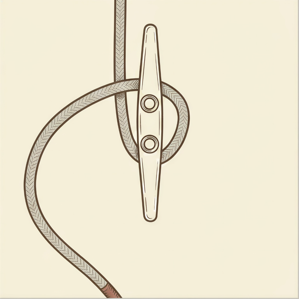 Cleat hitch — take a full turn around the base of the cleat