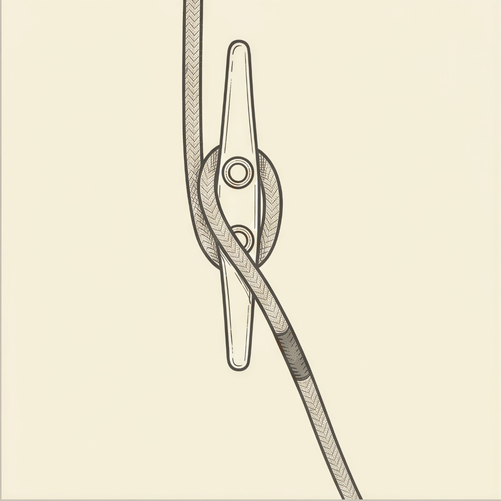 Cleat hitch — cross over the top: figure-8 over one horn
