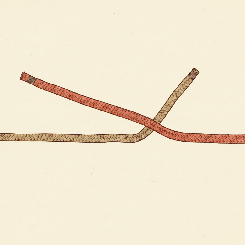 Reef knot — cross left end over right and tuck it under
