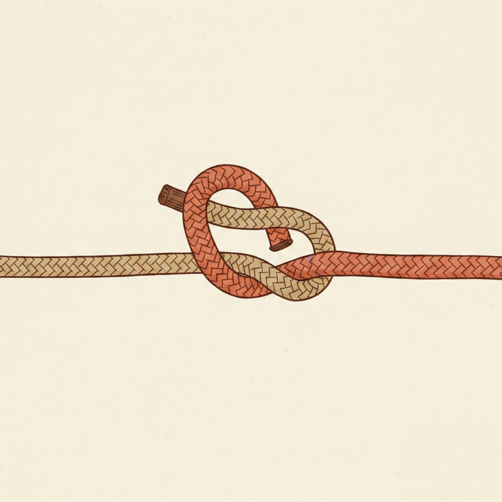 Reef knot — feed the end through the loop
