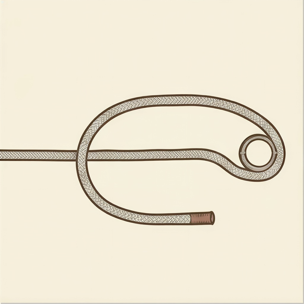 Round turn & two half hitches — pass the rope around the ring