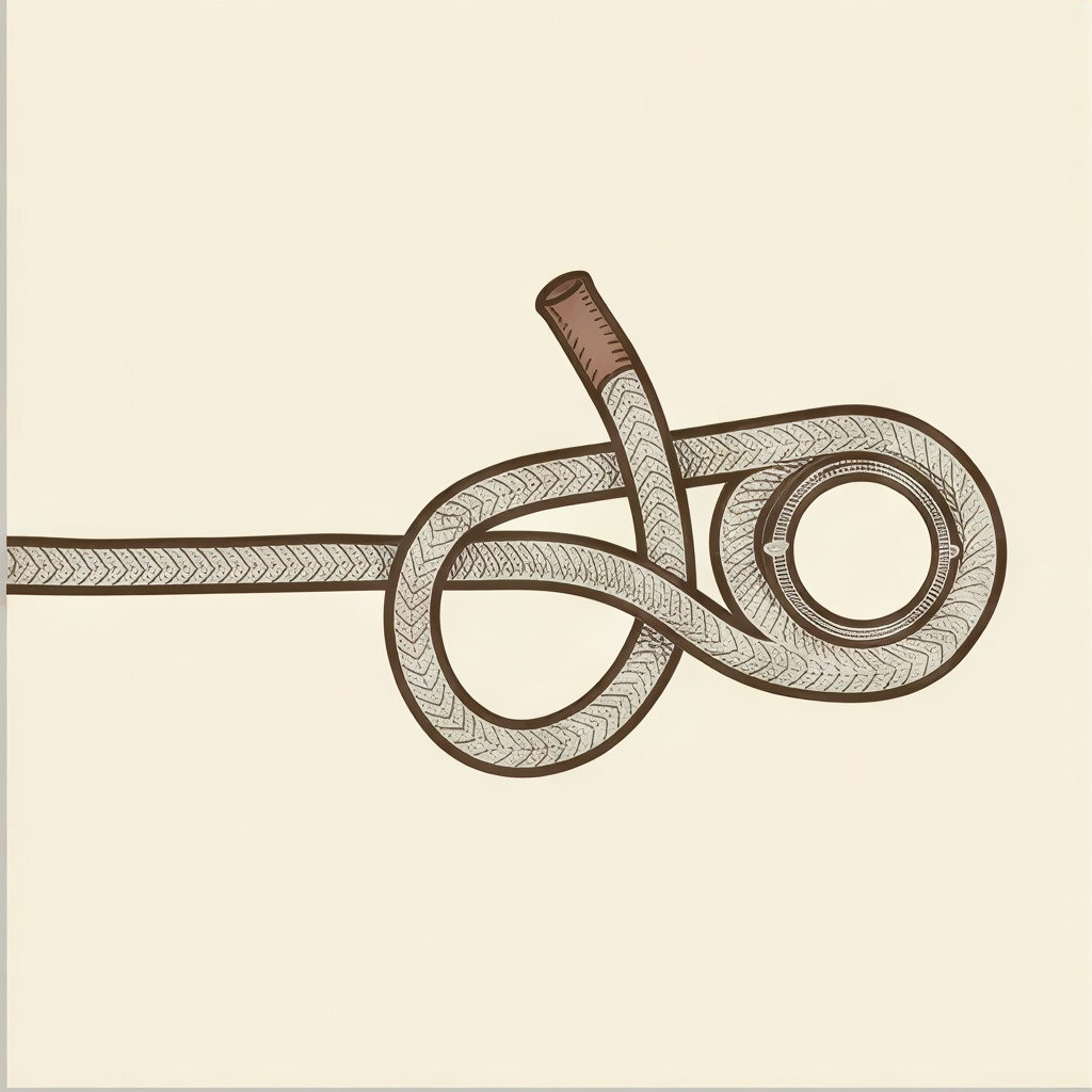 Round turn & two half hitches — first half hitch — over and through